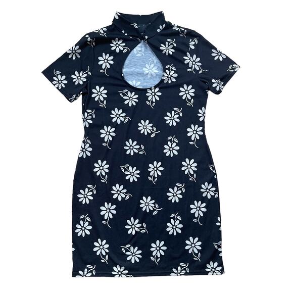 ASOS Keyhole Daisy Mini Dress Black Womens Size US 8 - Picture 1 of 4